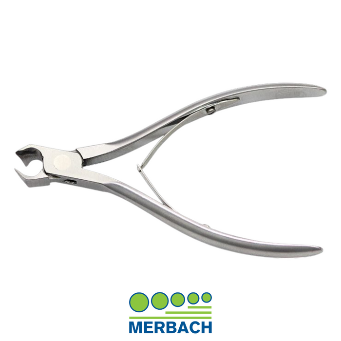 Merbach 剪刀式头部修剪器，双面带窄嘴和双弹簧。长度 13 厘米