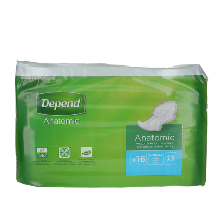 Afbeelding Depend Anatomic Inlegkruisjes Normal - 16 Stuks