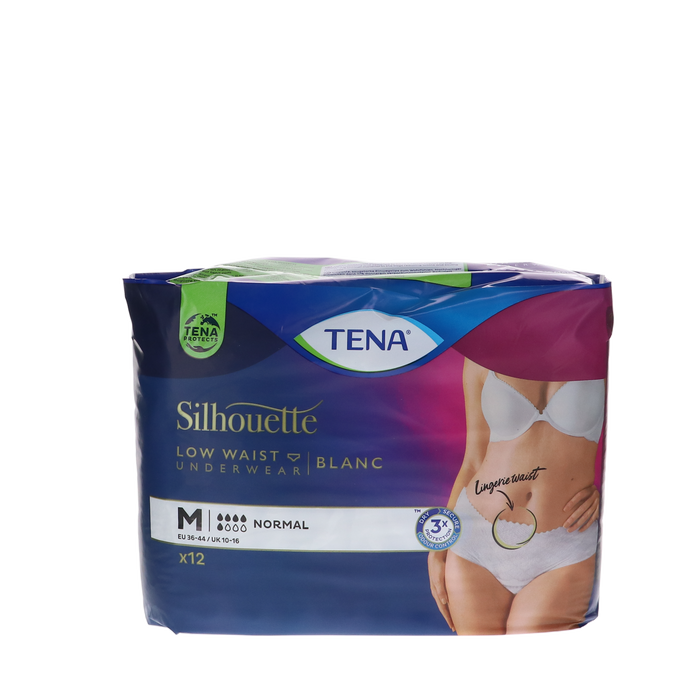 Afbeelding TENA Silhouette Normaal Wit - Lage Taille - Medium - 12 stuks