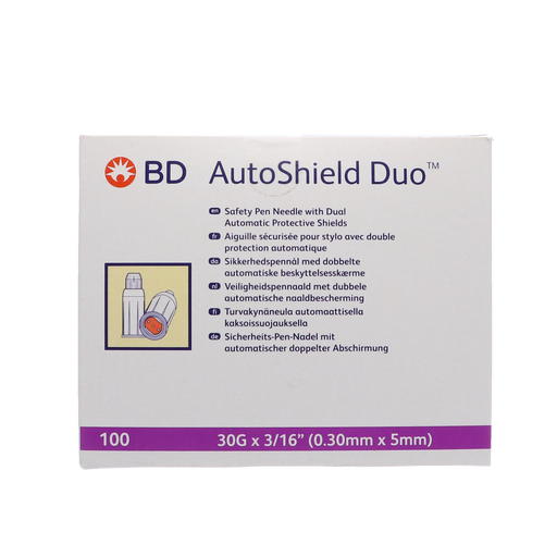 Afbeelding BD AutoShield Duo Pennaald met veiligheidssysteem 30G 5 x 0,3 mm - 100 stuks