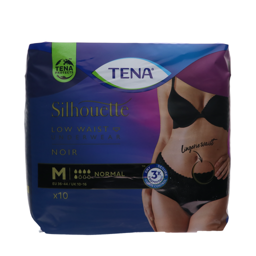 Afbeelding TENA Silhouette Normal Noir - Lage Taille M - Discreet en Comfortabel