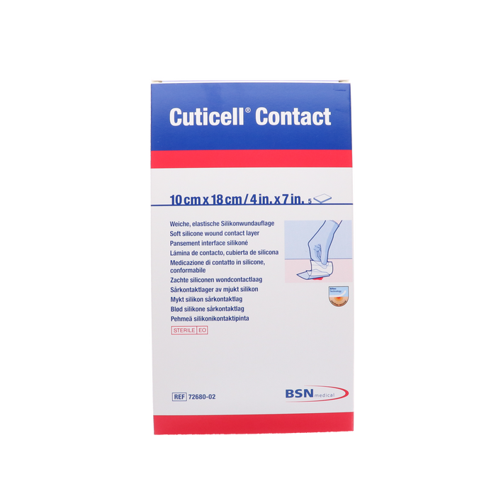 Afbeelding Cuticell Contact Siliconen Wondcontactlaag 10cm x 18cm, 5st (72680-02)