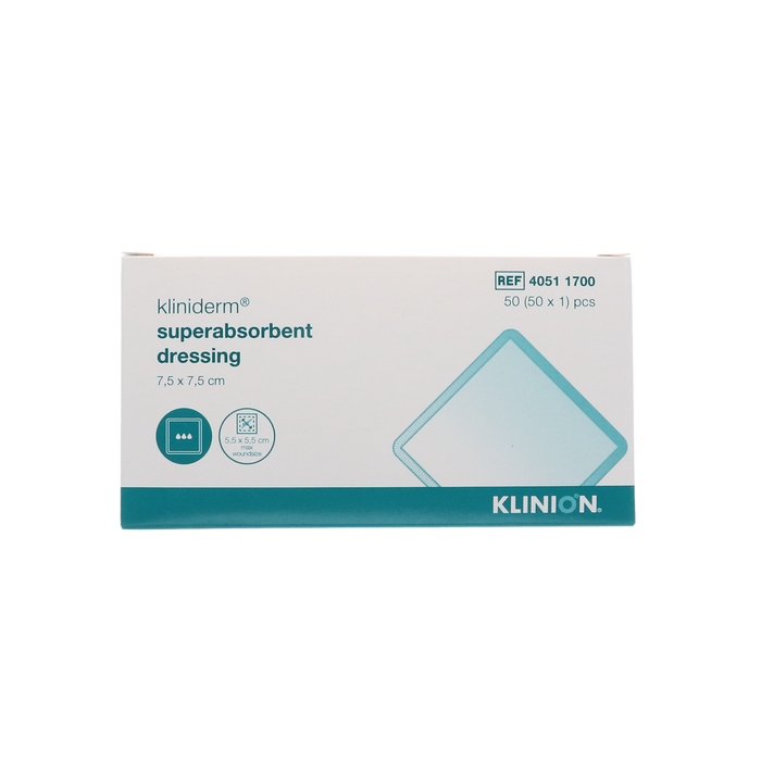 Afbeelding Kliniderm superabsorbend verband, 7,5 x 7,5cm, steriel, 10 stuks