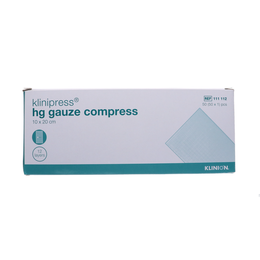 Afbeelding Klinipress HG Gaas kompres steriel 10x20cm,  12 lagen, 50 stuks