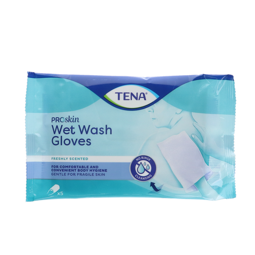 Afbeelding TENA Wet Wash Gloves met Verfrissende Geur - 5 stuks