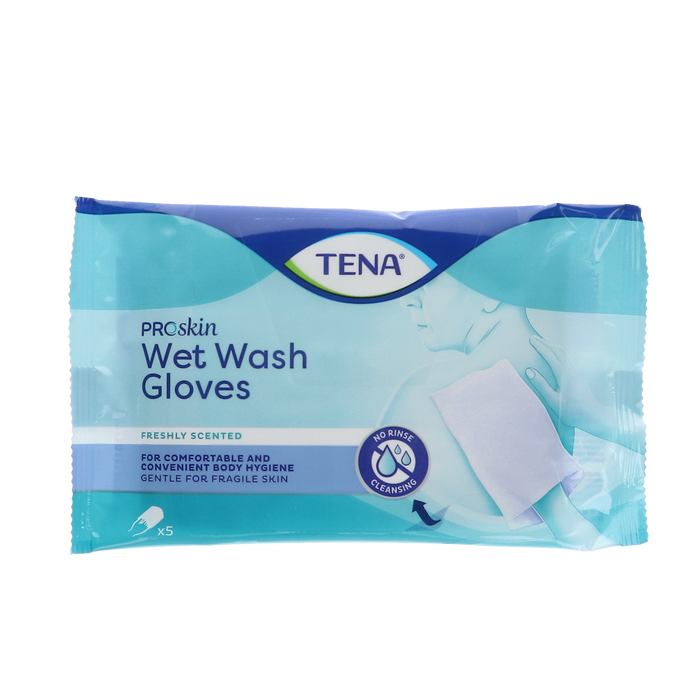 Afbeelding TENA Wet Wash Gloves met Verfrissende Geur - 5 stuks