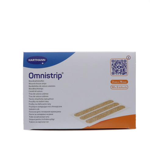 Omnistrip 3mmx76mm wondverzorgingspleisters in verpakking van 50 stuks