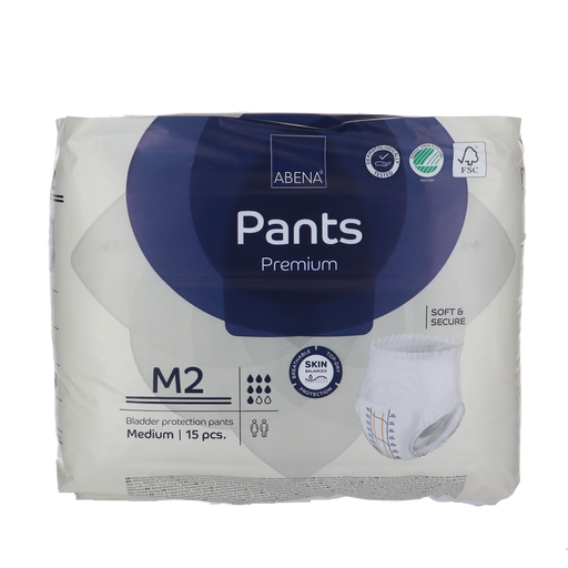 Afbeelding van Abena Pants Premium M2 in verpakking, 15 stuks, geschikt voor actieve mensen, absorptievermogen 1900ml.