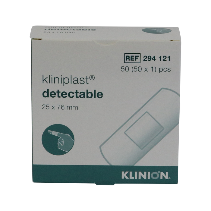 Kliniplast 可探测伤口膏药蓝色防水 25 x 76 毫米，50 片