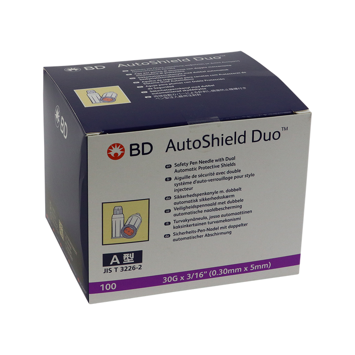 BD AutoShield Duo Pennaald met veiligheidssysteem 30G 5 x 0,3 mm - 100 stuks